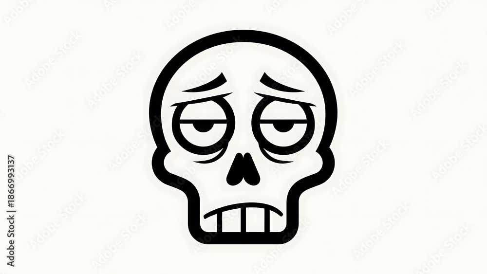 Fototapeta premium Simple Black and White Skull Illustration.