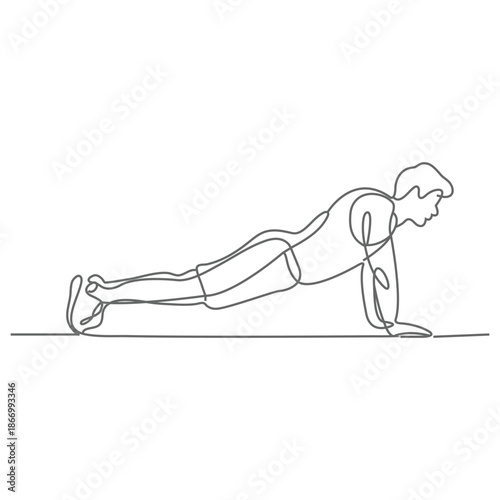 One continuous line drawing of a yoga activity vector illustration. Yoga combines physical postures, breathing techniques, meditation, and philosophical principles. Sport-themed design vector concept.