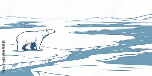 Polar bear on melting ice