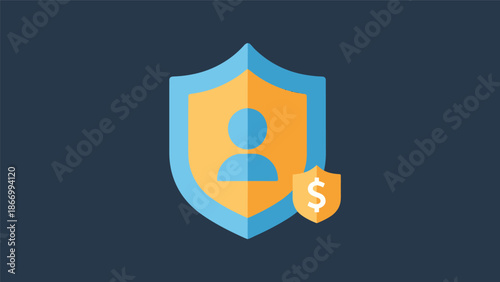 Personal financial security and protection concept with shield icon.