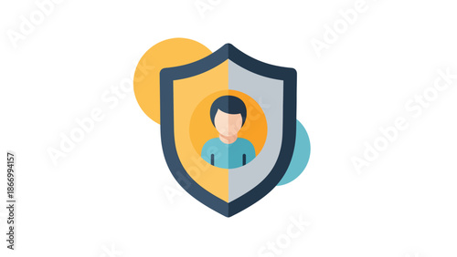 Personal Data Security and Protection Shield Icon.