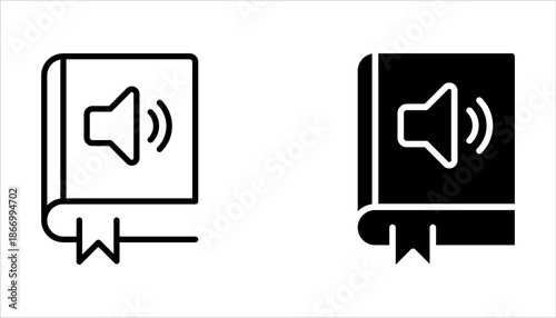 Audiobook icon set design for signs, logo, apps or website on white background