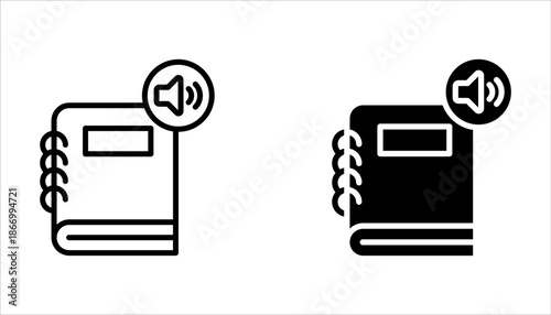 Audiobook icon set design for signs, logo, apps or website on white background