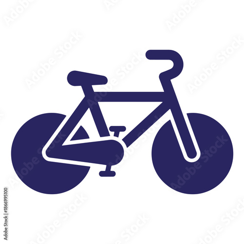 Simple navy blue bicycle icon on white background  bike symbol for design