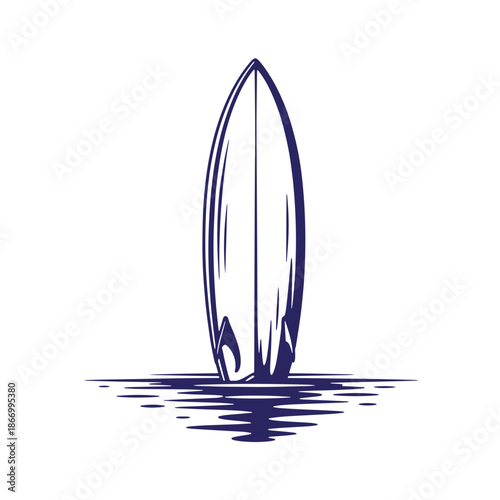 Surfboard floating on water surface in ocean  recreational sport equipment for riding waves  fun and adventure  surfing