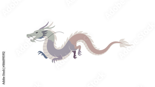 Vector illustration of a red and golden dragon mascot for Chinese New Year, with a mythical creature design on a white background.