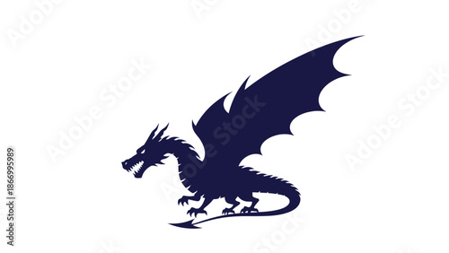 A dark blue dragon mascot with red and golden accents, symbolizing Chinese New Year, against a clean white background in a vector illustration.