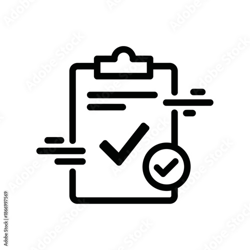 Clipboard with Checkmark and Approval Symbol.