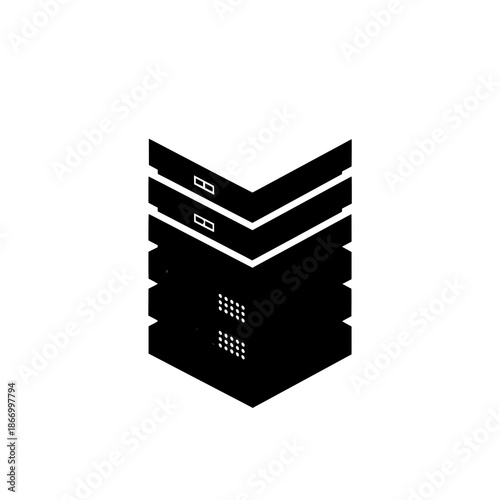 Isometric server rack vector illustration for cloud computing and IT infrastructure isolated on white