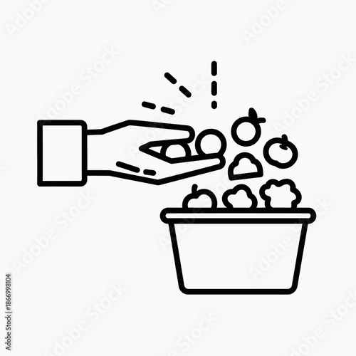 Hand Scattering Fruits and Vegetables from Bowl.