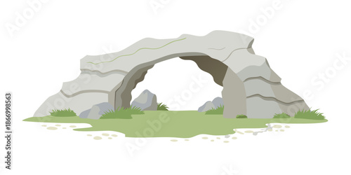Natural rock arch in a grassland