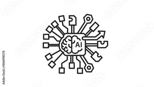 Artificial Intelligence Brain Circuitry Icon.