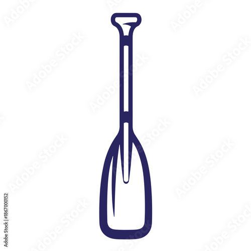 A dark blue shovel with a long handle and a flat scoop  used for digging and scooping