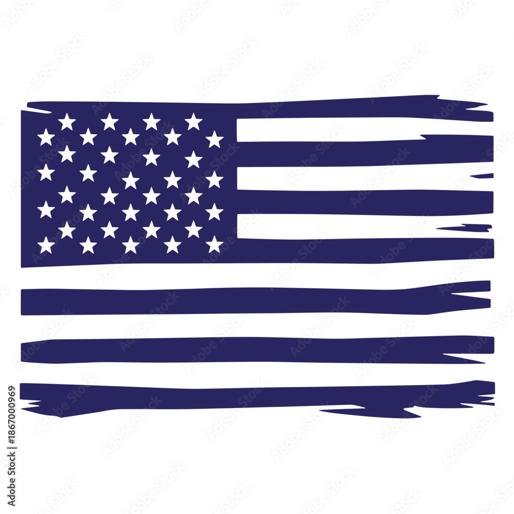 Obraz premium American flag with ripped edges and white stars on blue background symbol of United States of America