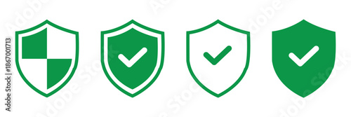 Secure your data with these modern blue shield icons featuring locks and checkmarks, perfect for digital protection and verification needs