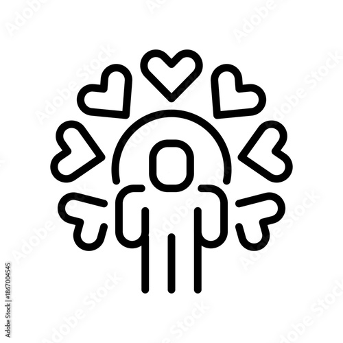 Nonprofit Work Line Icon, Outline Symbol for Charity Mission, Volunteer Donation, Social Cause, Ngo Aid, and Public Philanthropy. Vector Sign Icon.