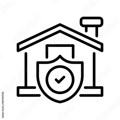 Housing Policy Line Icon, Outline Symbol for Real Estate Law, Property Regulation, Home Mortgage, Residential Plan, and Urban Zoning. Vector Sign Icon.