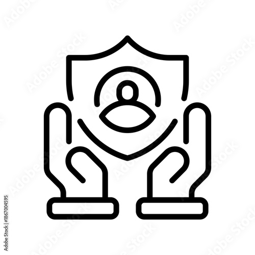 Social Security Line Icon, Outline Symbol for Pension Fund, Retirement Welfare, Insurance Benefit, Elderly Support, and Financial Safety. Vector Sign Icon.