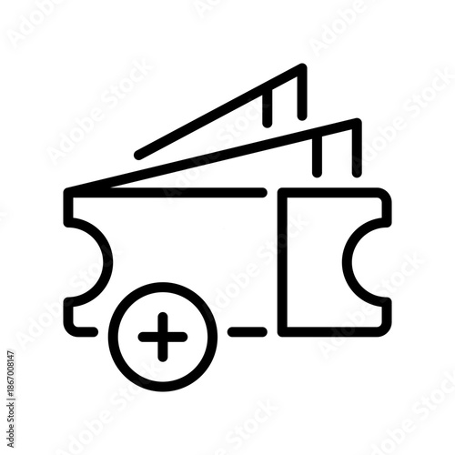 Bonus Ticket Line Icon, Outline Symbol for Extra Entry, Raffle Coupon, Free Pass, Event Admission, and Lucky Voucher. Vector Sign Icon.