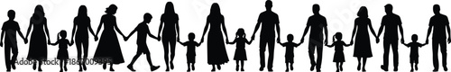 Diverse people silhouette, unity concept, community support illustration, family togetherness, human connection, inclusive group, social bond, teamwork, solidarity, friendship