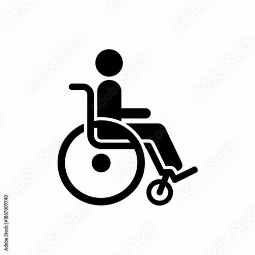 Simple black icon of a person sitting in a wheelchair.