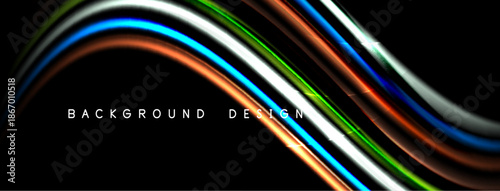 Abstract flowing lines create dynamic colorful background. Smooth curves suggest movement, energy, modern design aesthetic.