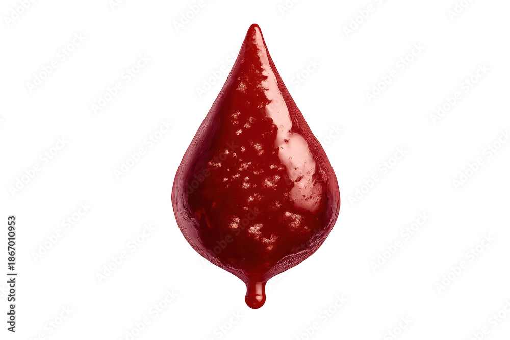 Obraz premium Glossy red ketchup droplet against transparent background illustration