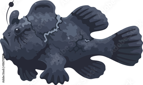 Illustration of a deep-sea anglerfish A detailed digital illustration of this fascinating sea creature