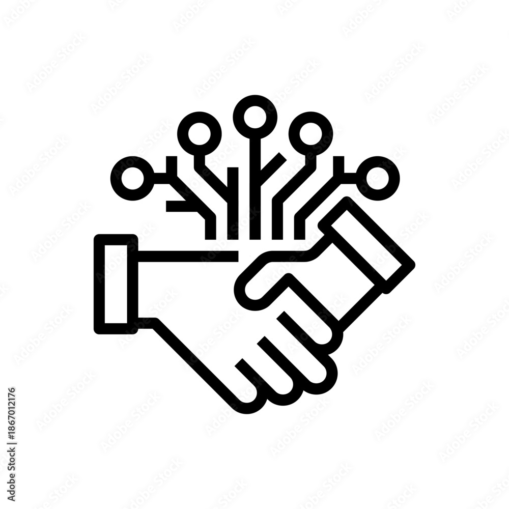 Fototapeta premium Networking Line Icon, Outline Symbol for Social Connection, Professional Linking, Community Building, Relationship Management, and Contact Sharing. Vector Sign Icon.