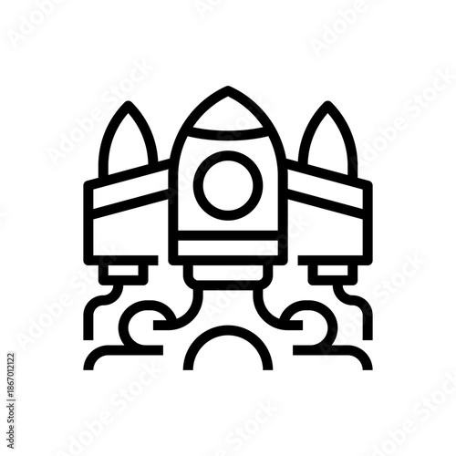 Startup Rocket Line Icon, Outline Symbol for Business Growth, Project Launch, Rapid Acceleration, Market Entry, and Success Boosting. Vector Sign Icon.