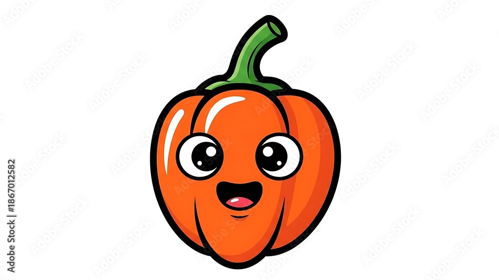 Obraz premium Happy Cartoon Pumpkin Character Illustration.