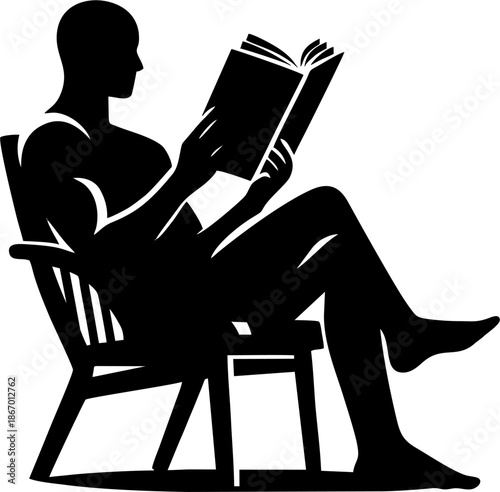 Relaxed Reader in Chair Silho...