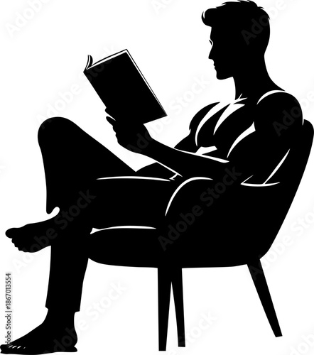 Silhouette of Man Reading in ...
