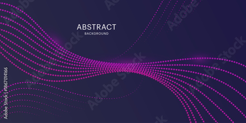 Abstract colored background with futuristic purple wave dots. modern background with dynamic waves vector background template. Eps 10