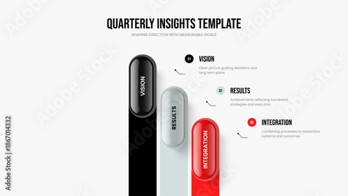 Visual Forecast Frame Design Vector Illustration. Company Strategy 3 Step Diagram Slide Layout. Investor Growth Three Option Infographic Slideshow Template.