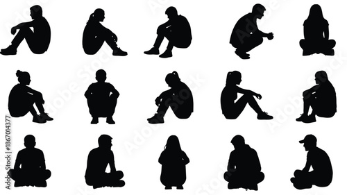 Collection of diverse human poses in black a striking silhouette