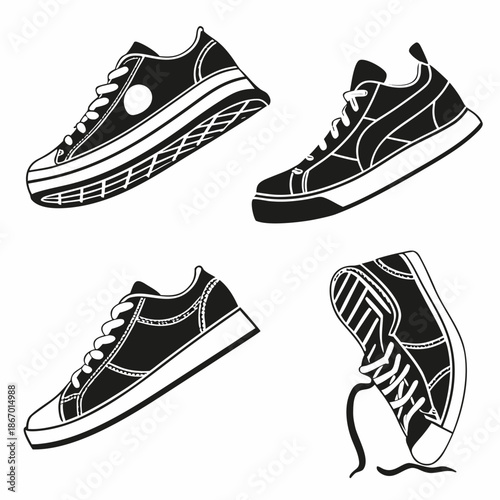 Collection of black and white sneakers