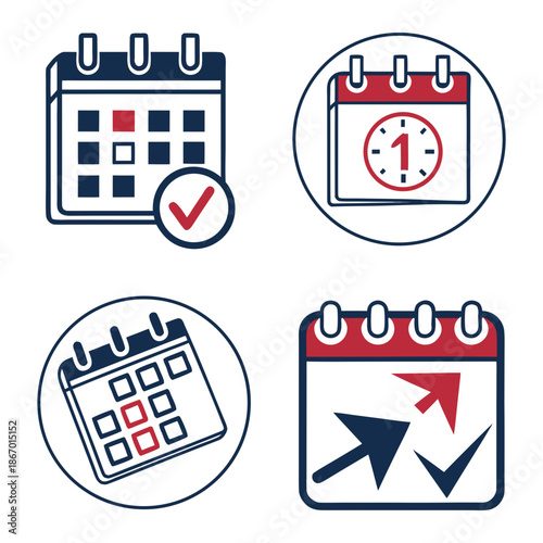 Calendar Event Button Icons and Date Picker Vector Elements