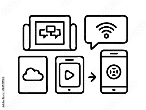 Digital Learning Icons for Tablet and Mobile App Education Vector