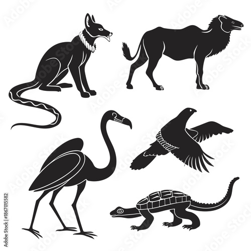 Silhouettes of various animals