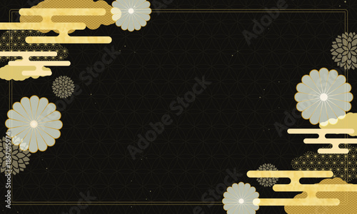和風ゴージャスでクラシックな黒の背景デザイン