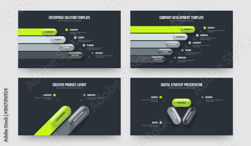 Visual Introduction Four Five Two Three Element Diagram Frame Design Vector Illustration Bundle. Corporate Planning 4 5 2 3 Step Infographic Slideshow Layout Collection.