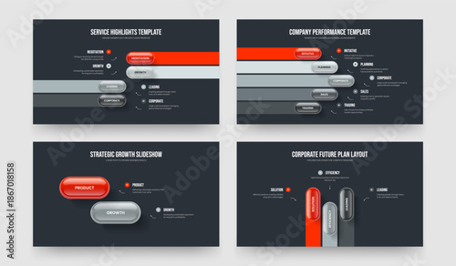 Financial Development 4 5 2 3 Option Infographic Presentation Layout Bundle. Modern Campaign Four Five Two Three Step Diagram Slide Design Vector Illustration Set.