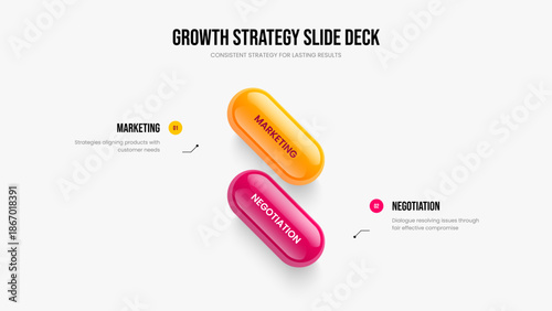 Project Growth 2 Step Diagram Slideshow Layout. Digital Launch Presentation Design Vector Illustration. Company Campaign Two Element Infographic Frame Template.