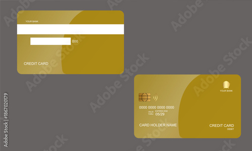 Set of Credit Cards Yellow And Dark Yellow Gradien Colors