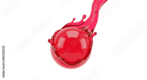 red liquid paint droplet splash isolated on white