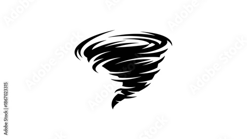 Powerful Black Tornado Swirling Vortex Icon Design.