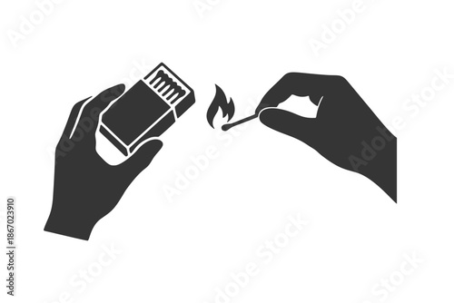 マッチを擦る手のシルエットアイコン