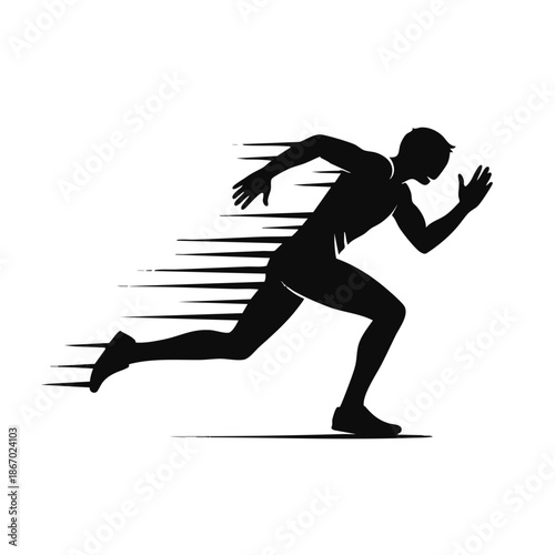 Man Running Silhouette Sprinting Runner Fast Motion.