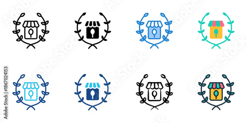 Farmers market icons set multiple style collection. Editable stroke 
